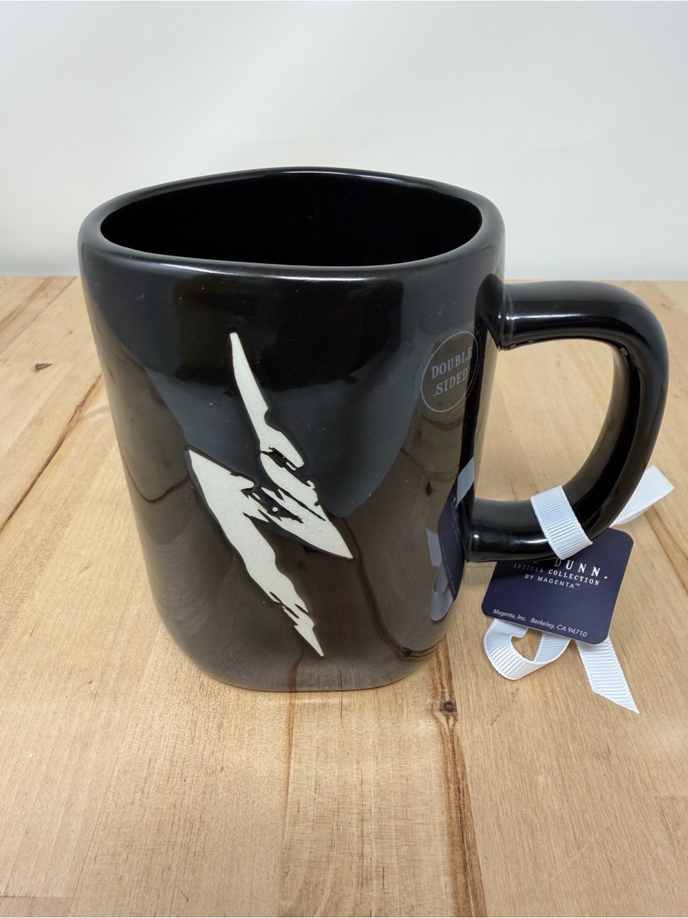 Rae Dunn Harry Potter THE BOY WHO LIVED Mug Black Double Sided White Lettering